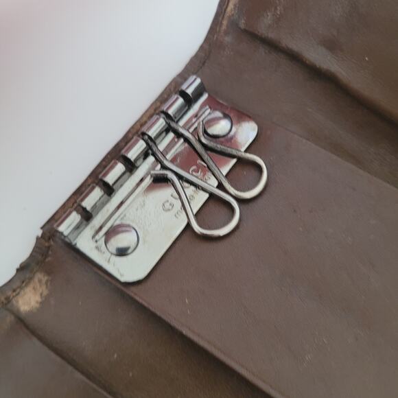 GUCCI GG Logo Plate Key Holder Wallet Case Leather Canvas Small Unisex Brown - Picture 4 of 10